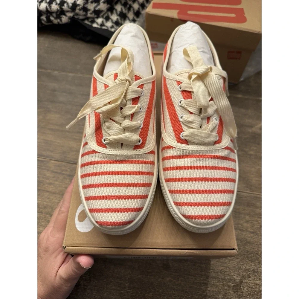 New Soludos Marin Woven Lace Up Sneakers Poppy Striped Boho Comfort Size 9